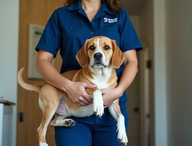 Technician respectfully transporting a deceased dog in Kingsville